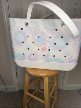 Authentic Bogg Bag Large Waterproof Tote Pastel Tie Dye Beach Pool Vacation